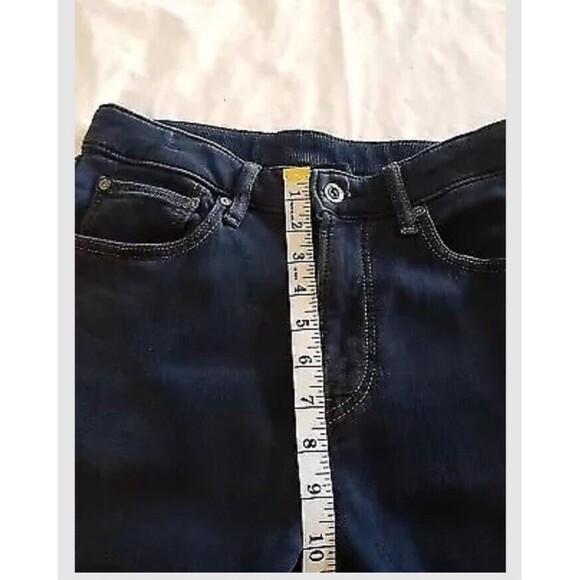 Uniqlo Womens Jeans Waist Size 27-30 Straight Leg Denim Dark Drawstring Mid Rise - Picture 9 of 11